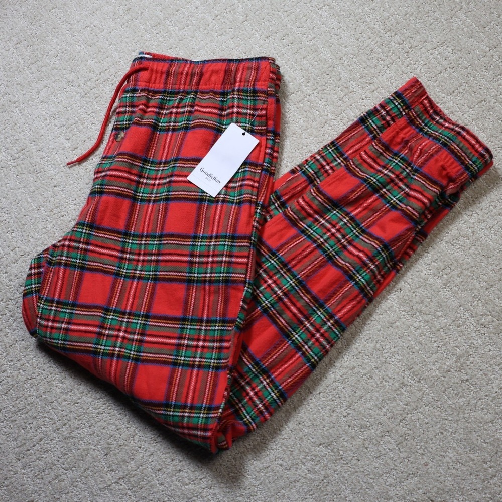 Goodfellow & Co Mens Holiday Flannel Jogger Pants Red Plaid Tapered M NEW